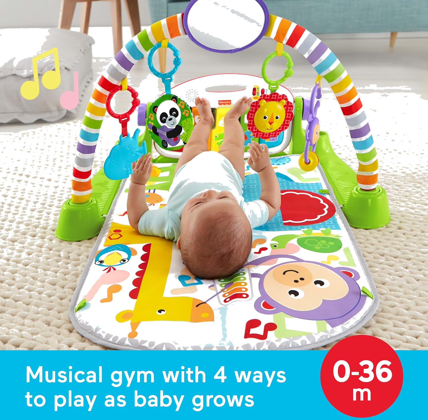 Fisher-Price Deluxe Kick & Play Piano Gym (with 2 Maracas)