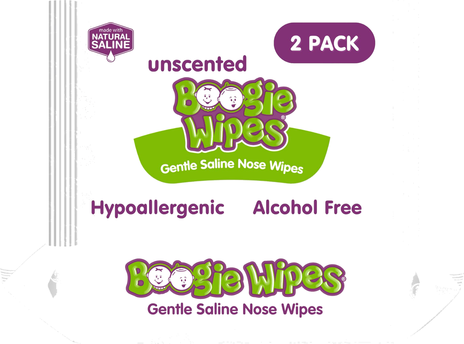 Boogie Wipes Natural Saline Nose Wipes (Unscented, 90-Count)
