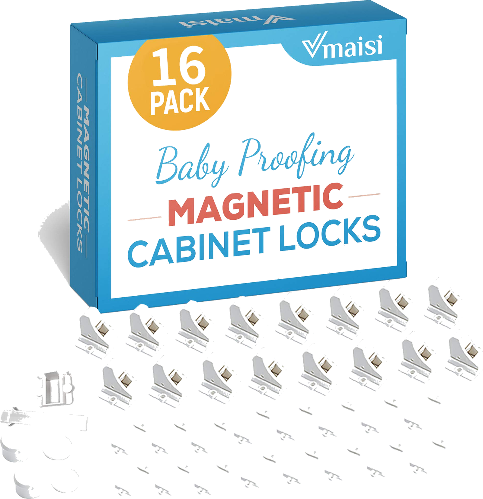vmaisi Magnetic Cabinet Locks (16-Pack)